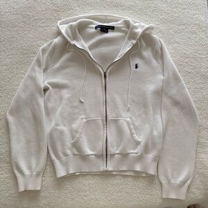 Ralph Lauren White Full Zip Sweater